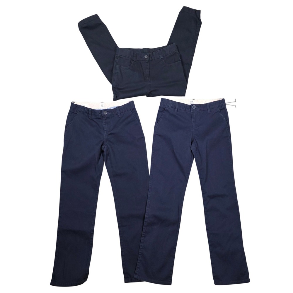 Girls Size 10 School Uniform Slacks Lot‎ Navy Gap Chaps 3Pc Pants